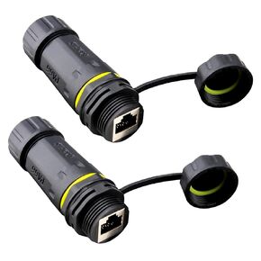 10Gbps Cat7 Waterproof RJ45 Coupler, IP68 Waterproof Ethernet Connector Shielded，Female to Female Coupler Outdoor for Starlink/Cat5/Cat6/Cat6A/Cat7/Cat8 Ethernet Cable 2 PCS