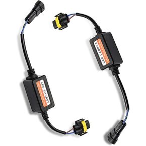 Pack-2 Car H11/H8/H9 LED Lamp Canbus Fault Decoder, Waterproof Flame Retardant Plug and Play Anti-Flicker Wiring Harness Adapter, Radio Audio LED Filter, Universal for Most Cars (Black)