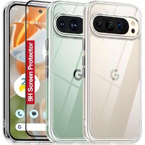 Oterkin for Google Pixel 9 Case/Google Pixel 9 Pro Case Clear,[20X Anti-Yellowing] Transparent Pixel 9/9 Pro Case with [Tempered Glass Screen Protector][Built-in 4 Airbags][10FT Military] (Clear)