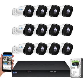 GW Security NDAA & TAA Complaint 16 Channel 4K Security Camera System with 12 x 8MP IP 130° Wide Angle Lens PoE Starlight Microphone Bullet Cameras, Smart AI Human/Vehicle Detection, Project Friendly
