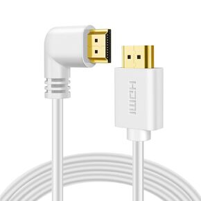 TNP HDMI Cable Left Angle 90 Degree (3 FT) - White High Speed HDMI 2.0 Cord,Supports UHD 4K 60hz 2K 2160p Full HD 1080p Quad HD 1440p 3D ARC/eARC Ethernet for Xbox One X/S PS 4 Pro/Slim & HDTV
