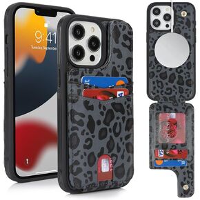 for iPhone 13 Pro Max case with Credit Card Holder mag Safe,for iPhone 13 Pro Max Phone Leather Case Wallet for Women Compatible mag Safe Wallet Detachable 2-in-1 for Men-Black