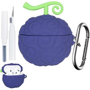 for AirPods 4 Case Cover, Compatible with AirPods 4th Generation Case 2024 [Active Noise Cancellation] with Cleaner Kit, 2 Packs Devi Fruit Silicone Case Drop Protection Gen 4rd Cover - Purple
