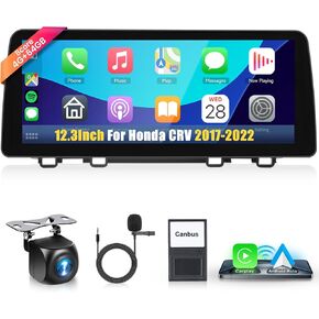 8Core 4+64G Car Stereo for Honda CRV 2017-2022 Wireless Carplay Android Auto,12.3 inch 1920 * 720P IPS Touch Screen Radio,Android13/GPS/WiFi/32EQ DSP/59UI/Bluetooth5.0/DAB/FM/SWC/Backup Camera&Mic