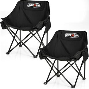 Overmont Pre-Assembled Portable Folding Camping Chair - Lightweight Camp Chair with Side Pocket, Foldable Chair for Outdoor Hiking Beach Travel with Carrying Bag, Supports up to 300LBs 2 pcs