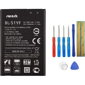 New Rechargeable Battery BL-51YF Compatible with LG G4 LS991 US991 VS986 VS999 H812 H815 H810 H811 Vista 2 H740 STYLO LS770 H631 MS631 H634 Stylus H635 F500 with Tools