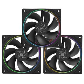 Thermalright TL-S12R X3 CPU Fan 120mm White Computer Cooler Fan, Fine Aperture ARGB Halo PC Fan,Reverse Airflow Design Chassis Fan, 1500RPM Speed,3-Pack,Black
