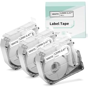 Phomemo M950/M960 Thermal Label Paper,12mm 0.47 Inch, 8m, Black on White, for PT-M95 PT-90 PT-70 PT-65 PT-85,M950/M960 Label Maker, Compatible with P Touch M Tape,M231 MK231-(3 Pack)