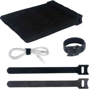 60PCS 8 Inch Reusable Cable Ties Black, Adjustable Cable Straps, Cable Tie Management, Cable Tidy for Desktop Charging Cables, Home and Office