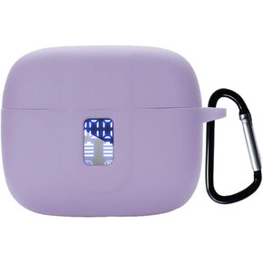 Silicon Case Cover Compatible with TAGRY X08 and ZIUTY A1 Wireless Earbuds, Protective Case with Keychain, with Window for LED Display, Purple