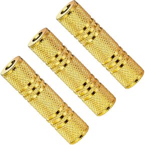 3 PCS 3.5 mm Female to Female Adapter, 3.5mm Stereo Jack to 3.5mm Stereo Jack Adapter Connectors Female to Female Stereo Adapter Jack Aux Cord Connectors Extender, Gold Plated