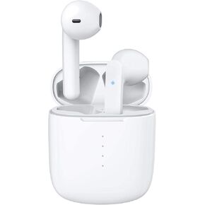 Wireless Earbuds Bluetooth 5.0 Headphones with Charging Case, IPX8 Waterproof, 3D Stereo Air Buds in-Ear Ear Buds Built-in Mic, Open Lid Auto Pairing for Android/Samsung/Apple iPhone (White)