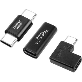 YACSEJAO USB C Adapter Kit (3 Pack) USB C 3.1 90 Degree Male to Female Adapter USB C Male to Male/Female to Female Adapter Converter for Laptop Phone Tablet Power Bank, etc