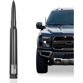 Bullet Antenna Replacement for Ford F150 F250 F350 Super Duty Raptor Bronco/Dodge RAM 1500 2500 3500 All Model Years up to 2018, Anti Theft & Carwash Safe, Truck Accessory, Radio Antenna (Black) 7"