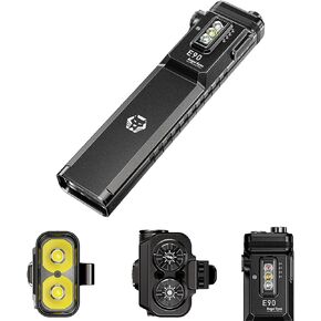 RovyVon E90 USB-C Rechargeable EDC Flashlight, 3500 Lumens Flat Flashlight with Proximity Sensor, Emergency Pocket Light Combines White, 365nm, and Red Light, Perfect for Checking, Outdoor(Black)