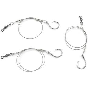 10/0-12/0 منصات ركوب الأمواج من طراز SHARK CIRCLE-HOOK مع زعيم الصلب 20 بوصة 49