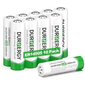 ER14505 Lithium 10 Pack Batteries AA, Double AA Battery 3.6 Volt AA Lithium Battery 2400mAh
