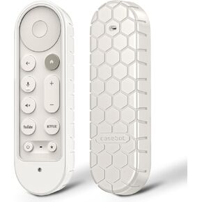 Fintie Protective Case for Google TV Streamer (4K) Voice Search Remote 2024 - Honey Comb Lightweight Anti-Slip Shockproof Silicone Cover (Porcelain)