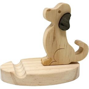 yueton 1 Pack Cute Dog Cellphone Holder Kawaii Animal Cell Phone Holder Unique Wooden Smartphone Desk Holder Adorable Desk Ornament for Office Home