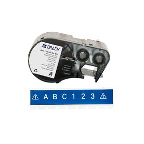 Brady Authentic (M4C-750-595-BL-WT) All-Weather Permanent Adhesive Vinyl Labels 0.75 in W x 25ft White on Blue. for use with BMP41, BMP51, M410, M510, and M511 Label Printers.