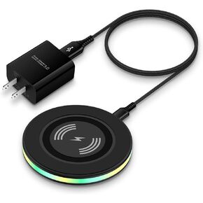 Android Wireless Charger Samsung Fast Charging Phone Charging Pad Station for Samsung Galaxy S25 S24 Ultra S24+ S24 S23 FE S22 S21 S20 S10,iPhone 15 Pro Max Plus 14 13,with QC 3.0 Power Adapter