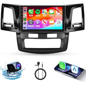 4G+64G Car Stereo for Toyota HILUX 2005-2014 Radio Double Din with Wireless Carplay Android Auto, Hodozzy 9 Inch Touch Screen Radio with Bluetooth, GPS, Mirror Link,WiFi, 32EQ, FM/RDS Radio
