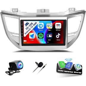 SIXWIN Android 13 Car Stereo for 2015-2018 Hyundai Tucson 9 Inch Touch Screen 2G+32G CarPlay Android Auto Mirror Link Hyundai Radio with Bluetooth GPS Navigation HiFi WiFi FM SWC Backup Camera MIC