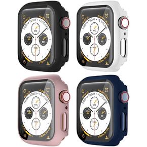 [4 Pack] BOTOMALL Screen Protector Compatible with Apple Watch Case Series 3/2/1 HD Tempered Glass Full Coverage Slim Guard Lightweight Protective Cover for iWatch Women Men, 42mm