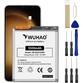 WUHAO for Samsung Galaxy S23+ Plus Battery EB-BS916ABY Replacement Battery Upgraded for Galaxy S23+ Plus SM-S916B SM-S916N SM-S916U SM-S9160 with Adhesive Tape Tool Repair Kit