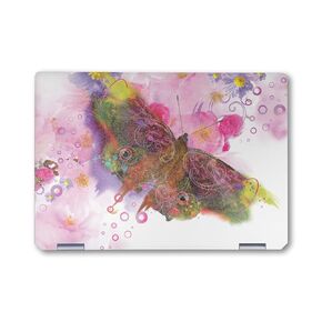 Glossy Glitter Laptop Skin Compatible with HP Spectre x360 14" (2024) - Hippie Butterfly - Premium 3M Vinyl Protective Wrap Decal Cover - Easy to Apply | Crafted in The USA by MightySkins