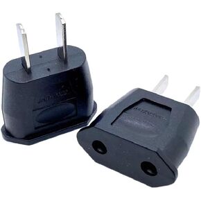 2Pcs Black Socket Plug Adapter for Europe EU Euro to US Travel Charger AC Power Converter and Adapters