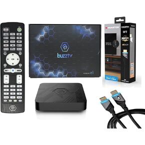 BuzzTV Essentials E1-2GB RAM 8GB Storage - Latest Graphics Processor - Dual Band WiFi with Bonus Monster HDMI Cable 4K HDR 6ft / 1.8m. Ultra Fast and Easy to use