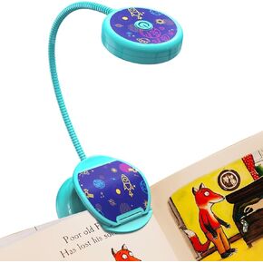 Vekkia Cute Rechargeable Book Light,Eye Caring Reading Light for Kids Clip on, 3 Colors & 3 Brightness, 1.8oz Super Light Weight, Up to 40 Hours Reading. Great Gifts for Kids & Readers (Blue)