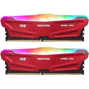 【RGB DDR4 RAM】 GIGSASTONE Game PRO 32GB Kit (2x16GB) DDR4-3200MHz PC4-25600 CL 16-20-20-40 Intel XMP 2.0 AMD Ryzen 1.35V UDIMM 288 Pin Unbuffered Non ECC High Performance Gaming Desktop Memory - Red