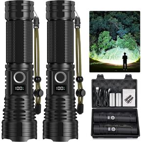 LED Flashlights High Lumens Rechargeable, 990000 Lumen Super Bright Tactical Flashlight High Powered Flash Light with 5 Modes, IPX7 Waterproof Flashlights for Home, Camping, Emergencies