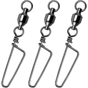 Fishing Snap Swivels, High Strength Ball Bearing Swivel with Stainless Steel Coastlock Snap 26-503LB, Black Nickel Coating Corrosion Resistance Freshwater Saltwater Fishing Snaps Swivels