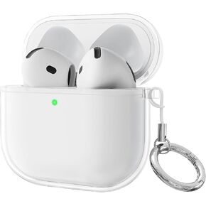 Meliya Clear Case for AirPods 4 Case Cover 2024 with Keychain, Soft TPU Protective Case for Apple AirPods 4th Generation Case, Full Protection, Support Wireless Charging (Clear)