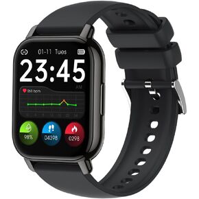 Smart Watch - 1.9" Screen, Bluetooth 5.3. Call for iPhone & Android. Activity/Pedometer. Multi-Sports. Multiple Dials. Alarm. Waterproof. Long Battery. Unisex & Lightweight. Ideal for All.(Black)