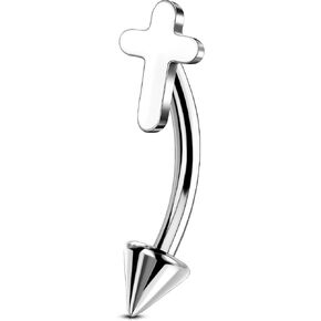 OUFER Rook Piercing Jewelry, G23 Solid Titanium Eyebrow Rings, Heart Vertical Labret Lip Jewelry, 16G Curved Barbells, Daith Rook Earrings for Women Men