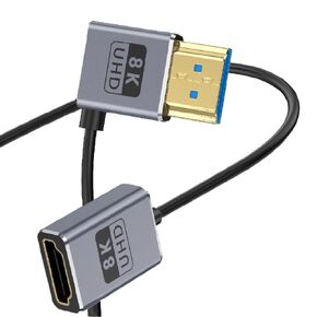 1ft 8K@60Hz HDMI Extension UHD Cable, OD 2.5mm Ultra Thin HDMI 2.1 Extender Cord, Straight Female to Straight Male HDMI 48Gbps Coaxial Cable for GH5S, PS5, Xbox One, HDTV, Dynamic HDR,eARC