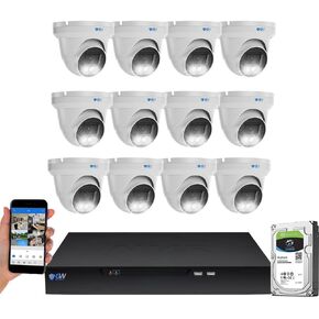 GW Security NDAA & TAA شكوى 16 قناة 4K كاميرا أمان كاميرا مع 12 × 8 ميجابكسل 130 درجة زاوية واسعة بوي كاميرات قبة ميكروفون ليلية كاملة ، الكشف عن الإنسان الذكي الذكية ، in Kuwait