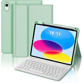 for iPad 10th Generation Case with Keyboard 10.9 inch 2022, Detachable Wireless Bluetooth iPad Keyboard Case Thin & Light with Built-in Pencil Holder for 10th Gen ipad Case (Green)