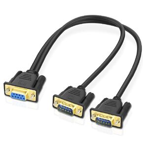 MEIRIYFA DB9 Y Splitter Adapter Cable DB 9Pin 1 Male to 2 Female RS232 Extension Cord Wire Straight Through Serial D-Sub Port for Connecting PC Digital Machine Tools-50CM (1 Male to 2 Female)