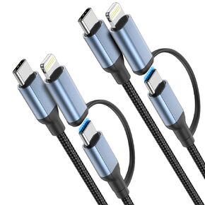 2FT USBC Cable, 2-in-1 USBC to USBC and Lightning Cable 60W Type C Charger Fast Charging 2ft Cord C to C Cable 2Foot for iPhone 15 Pro Max 14 13 12 XR 8Plus, iPad Air/Mini, Galaxy, Pixel