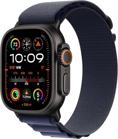 Apple Watch Band - Alpine Loop (49mm) - Navy with Black Titanium Finish - Medium in Kuwait