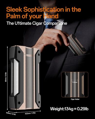 Cigar Torch Lighter, All-in-1 Cigar Lighter with Built-in Cigar Punch, Holder, and Draw Enhancer, Triple Jet Flame Refillable Butane Lighter for Smoking, Cigarette Lighter Gift for Men in Saudi Arabia
