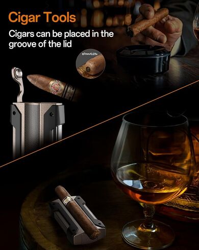 Cigar Torch Lighter, All-in-1 Cigar Lighter with Built-in Cigar Punch, Holder, and Draw Enhancer, Triple Jet Flame Refillable Butane Lighter for Smoking, Cigarette Lighter Gift for Men in Saudi Arabia
