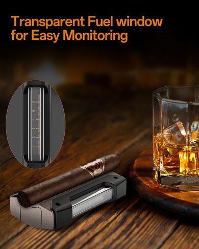 Cigar Torch Lighter, All-in-1 Cigar Lighter with Built-in Cigar Punch, Holder, and Draw Enhancer, Triple Jet Flame Refillable Butane Lighter for Smoking, Cigarette Lighter Gift for Men in Saudi Arabia