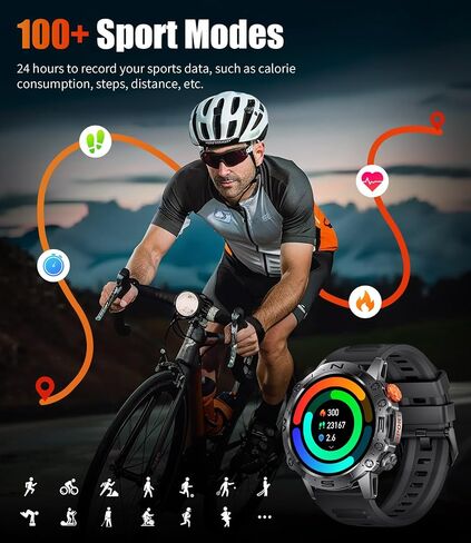 SUNKTA Military Smart Watches for Men(Answer/Dial Calls),1.43" AMOLED Smartwatch with Heart Rate/SpO2/Sleep Monitor,400mAH Fitness Tracker with 126 Sport Modes for Android iOS in Saudi Arabia