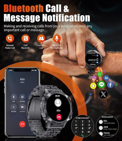 SUNKTA Military Smart Watches for Men(Answer/Dial Calls),1.43" AMOLED Smartwatch with Heart Rate/SpO2/Sleep Monitor,400mAH Fitness Tracker with 126 Sport Modes for Android iOS in Saudi Arabia